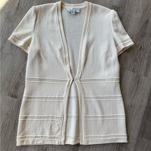 St. John Collection Ivory Knit Cardigan – Relaxed Fit, Elegant Layering Piece
